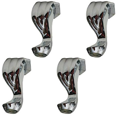 I Want Fabric 5.5 Queen Anne Chrome Shell Metal Replacement Legs 4Pcs Furniture Pre Drilled For Sofa Couch Chair Ottoman Cabinet