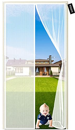 WEIZON Moustiquaire Porte Fenetre Magnetique 240 x 210 cm,Rideau de Porte Moustiquaire Magnétique Fermeture Automatique Anti Insectes pour Portes de Balcon Blanc
