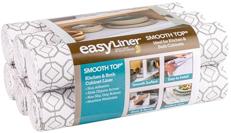 EasyLiner für Schränke und Schubladen, zuzuschneiden, Nicht klebend, rutschfeste Regaleinlage, 30,5 cm x 3 m, 6 Rollen, Grauer Geo-Druck