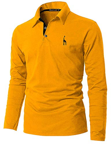 GHYUGR Mens Long Sleeve Polo Shirts with Fashion Embroidery Polos S-2XL