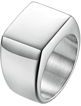 Epinki Eheringe Herren 14MM, Silber Herrenring Ehering Simple Rechteck Edelstahl Ringe Männer, Größe 57 (18.1)