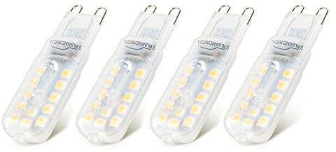 Ruiandsion G9 LED Glühbirne, 220V kein Flackern 5W LED Glühbirnen, Warmweiß G9 Energiesparlampen nicht dimmbar für Beleuchtung Dekoration, Kronleuchter Haus, und mehr (Packung mit 4)