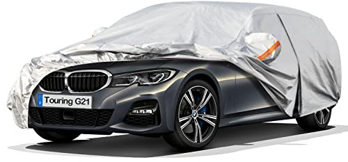Kayme Autoabdeckung Kombi Wasserdicht Atmungsaktiv Passend für 2005-2023 BMW 3er Touring G21 F31 E91, Vollgarage Autoplane für Regen Sonne Staub Schutz,Auto Abdeckplane Faltgarage (3-7 Tage liefern)