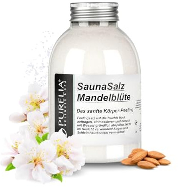 PURELIA Sauna Salz Mandelblüte 650g Peelingsalz Sauna Salz Peeling Körperpeeling