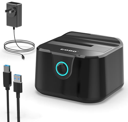 GODO Single Hard Drive Docking Station USB 3.0 to SATA III for 2.5/3.5 inch HDD SSD, External Hard Drive Dock with UASP (5 Gbps),Support Offline Clone and Max