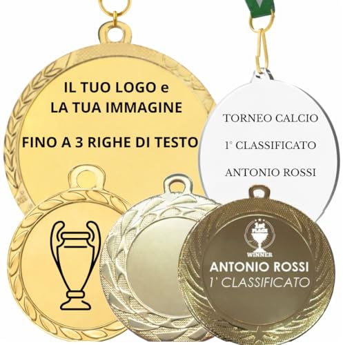 GFD MEDAGLIE Personalizzabili con Testo E Foto - Disponibili in Diverse QUANTITA' - Materiale PLEXIGLASS O Metallo - Crea LA Tua MEDAGLIA (Metallo, 60 mm)