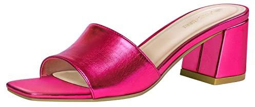 PIZZ ANNU Mules Sandals for Women Block Chunky Heel Slides Ladies Summer Slip on Square Open Toe Heeled Wedding Shoes