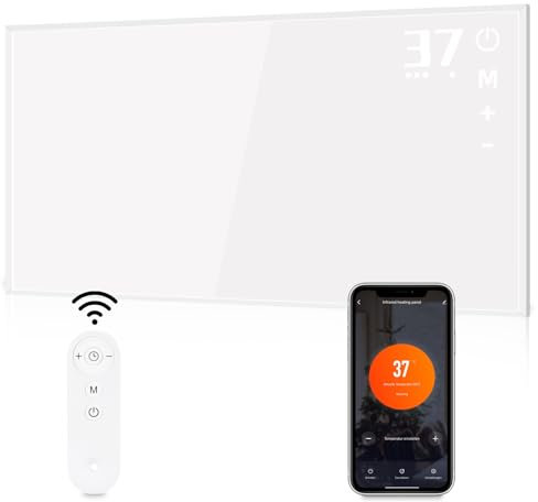 Mursche Parete Riscaldante a infrarossi da 450W - Termostato pannello radiante infrarosso Dispositivo autonomo con telecomando Risparmio energetico con APP WiFi Radiatore elettrico a parete