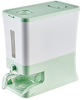 BURLOE Sealed Grain Container with Measuring Cup, Rice Dispenser Muesli Dispenser Rinsing Storage Bucket Household Box Pollution Tank Cereal,Green1