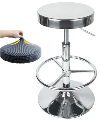 Robuster Scheibenhocker Aus Edelstahl Mit Fußstütze Und Kostenlosem Sitzkissen, Höhenverstellbarer Thekenhocker, Barstuhl, Verwendet Für Theken, Friseur, Schönheitssalon, Labor, Spa, Salon, Massage (