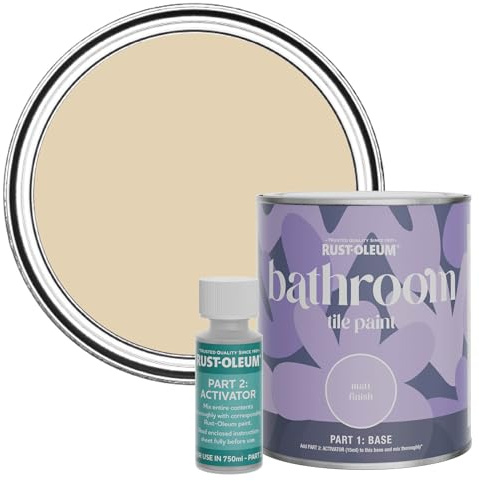 Rust-Oleum Peinture Beige Résistante à l'eau pour Carrelage de Salle de Bain, Finition Mate - Sandhaven 750ml