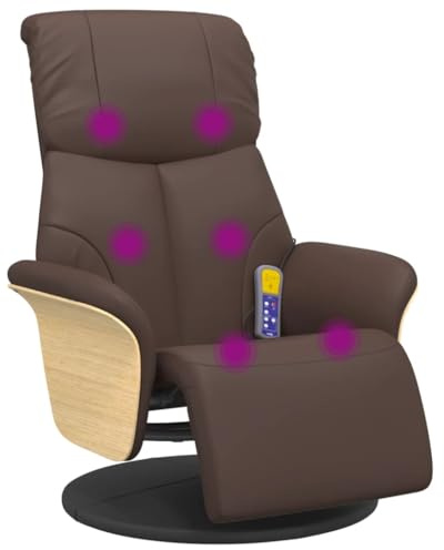 vidaXL Massagesessel mit Fußteil Braun Kunstleder