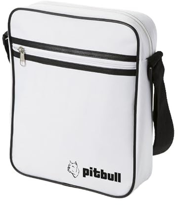 Pitbull Umhängetasche aus Kunstleder, 27 x 22 x 6 cm, verstellbar, großes Fassungsvermögen 3,5 l, Unisex-Tasche für Arbeit, Büro, Reisen, Crossbody Messenger geeignet für Tablet, Weiß, 27x22x6 CM
