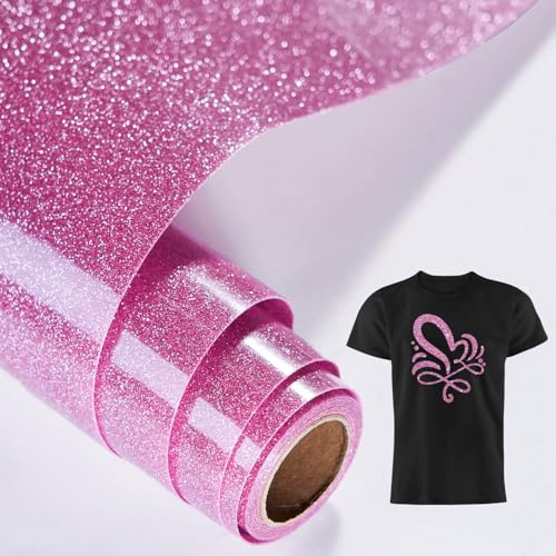 LUCKIGUCK Film de transfert à paillettes pour traceur textile - Vinyle de transfert thermique - 25 cm x 150 cm - Film de transfert flexible pour traceur de textiles - Film de transfert à repasser pour