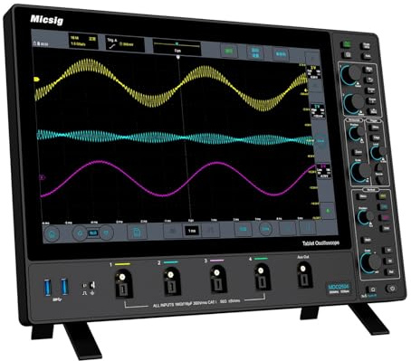 SainSmart Micsig Oscilloscope MDO2504, Digital Storage Oscilloscope with 4 Channels 250Mhz Bandwidth 3GSa/s Sampling Rate, 14-inch Integrated Touch Screen, Bench-top Oscilloscope