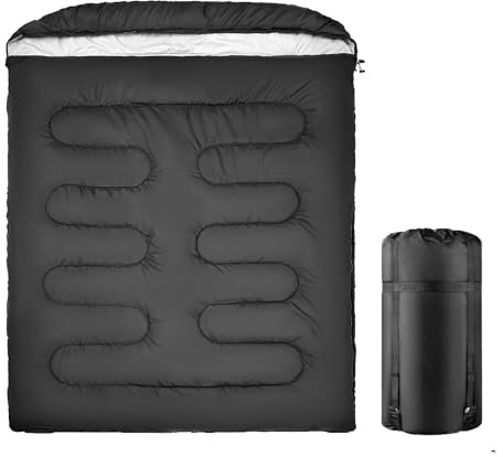 Blackpongo Doppelschlafsack für Erwachsene, Herren, Damen, 2 Personen, XL, Queen-Size-Größe, 2-Personen-Schlafsack für alle Jahreszeiten, Camping, Wandern, Rucksackreisen, 2-Personen-Schlafsäcke für