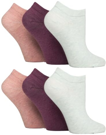 Gentle Grip - 6 pares de calcetines de entrenamiento para diabéticos para mujer | Calcetines tobilleros extra anchos no elásticos suaves, 32-36