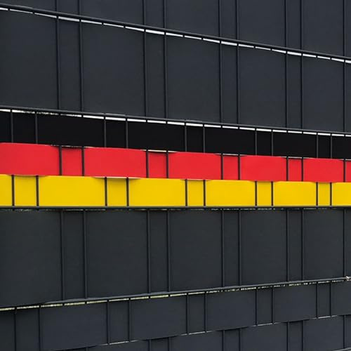 Sichtschutz-Streifen für Doppelstabmattenzaun, 3x2,5m, Deutschland Flagge:Schwarz | Rot | Gold - Materialstärke: 1,1 mm - Sonderedition passend zur EM 2024