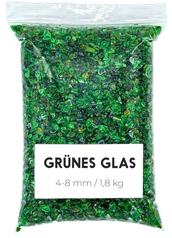 Landare Zerkleinertes Glas Grün 1,8 Kg - Zerbrochenes Glas - Glasscherben - Zerkleinertes Glas für Bastelarbeiten (4-8 mm) (Grün)