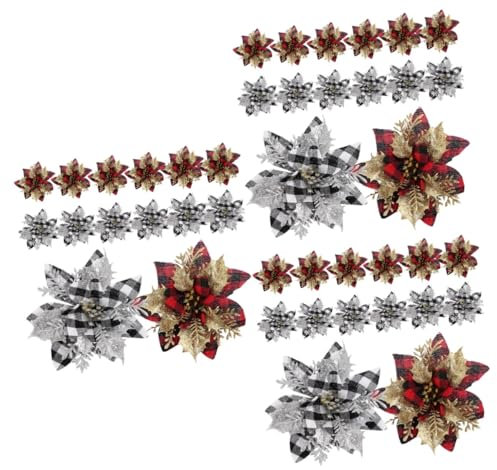 Ciieeo 3sets Realistische Weihnachten Baum Blumen Künstliche Dekorationen Für Urlaub Mantel Decor 12 Stücke * 3