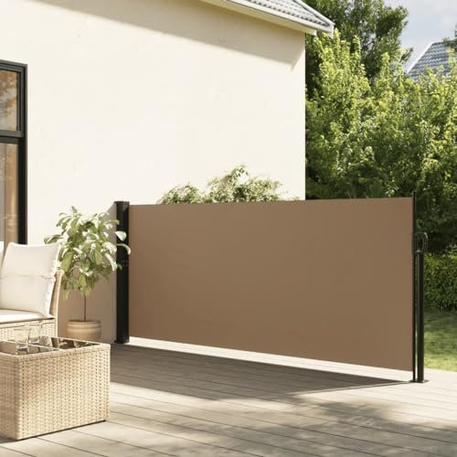 AUVYI Garten Seitenmarkise Taupe UV-Schutz Privacy Screen Side Awning Balkon Sonnenschutz Ausziehbar Blickdicht Markise 120x300 cm Windschutz Stoff und Stahl und Aluminium