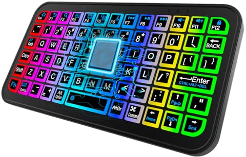 Tastiera senza fili - Piccola tastiera con luminosità regolabile | Tastiera da viaggio ricaricabile silenziosa | Tastiera wireless Piccola tastiera Retroilluminazione colorata | Tastiere per c