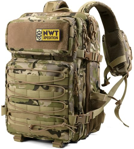 NWT XPEDITION Military Tactical Backpack,Sturdy Work & Molle Laptop Army Pack for Hiking Camping Travel Fishing Gym