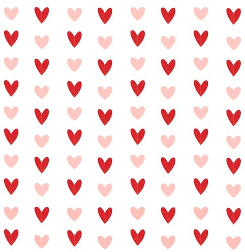 CUUSNNY Valentines Day Decorations,Red Pink Heart Garland Galentines Day Decorations Heart Hanging String Garland for Girl Wedding Anniversary Baby Shower Engagement(NO DIY 8Pack 50ft)