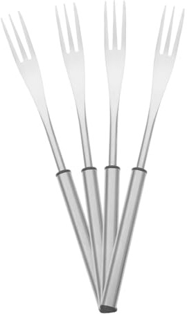 MAGICLULU 4 Stück Fonduegabeln Aus Edelstahl Drei Zinken Rutschfeste Griffe Lange Fonduegabeln Für Käsefondue Schokoladenfondue Und Grill Fonduebesteck Für Küche Und Speisen