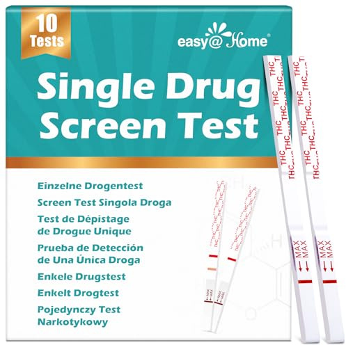 10 x Drogentests für Cannabis THC im Urin: Easy@Home Marihuana-Teststreifen | Schneller Haschisch-Urintest mit einem Cut-off-Wert von 50 ng/ml