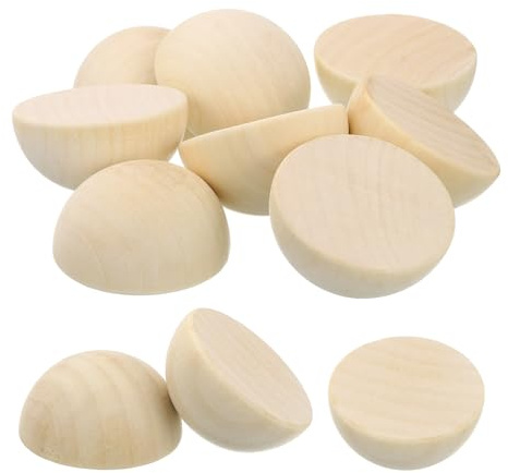 sourcing map 15Pcs Half Wood Balls, 50mm/2inch Natural Color Wooden Split Balls Bulk Unfinished Half Sphere Ornaments for Crafts DIY Projects Party Decoration
