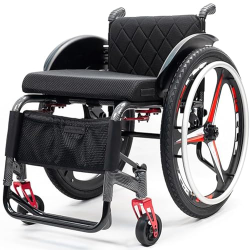 PA-DABAOO Carrozzina Sportiva E Per Il Tempo Libero, Carrozzina in Lega Di Alluminio Autopropulsa, Carrozzina Antiribaltamento Per Adulti, Carrozzina Da Viaggio,Seat width 42cm white