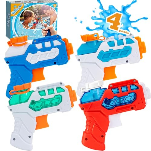 4 Pacchetti di Pistole ad Acqua per Bambini, Mini Pistola ad Acqua per Piscina Estiva, Giardino, Spiaggia, Giocattolo da Addestramento per Cani e Gatti - Confezione Regalo