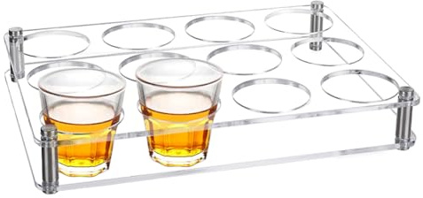 AHANDMAKER 12 Shot Acrylic Glass Holder, Clear Wine Glass Serving Tray Holder, Beer Wine Glasses Organizer Rack for Bar Party Club Family Wedding Birthday Graduation Party Hole: 2.44 Inch