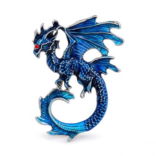 YIQPKUM Zarte Blumen-Emaille Westlicher Drache Brosche Zinklegierung Fantasy Tier Anstecker für Damen Herren Statement Schmuckgeschenk Jacken Anzüge Kleid