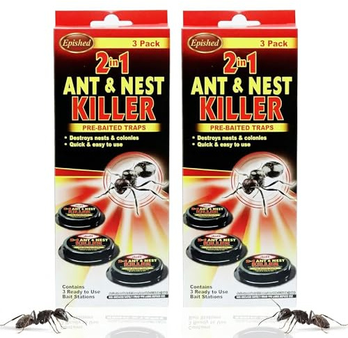 Ant Killer Bait Station, Indoor Ant Traps That Destroy Ants and Nests, Kills Colonies Fast, for Home and Garden Use, No-Mess Control Solution, 6 Pack