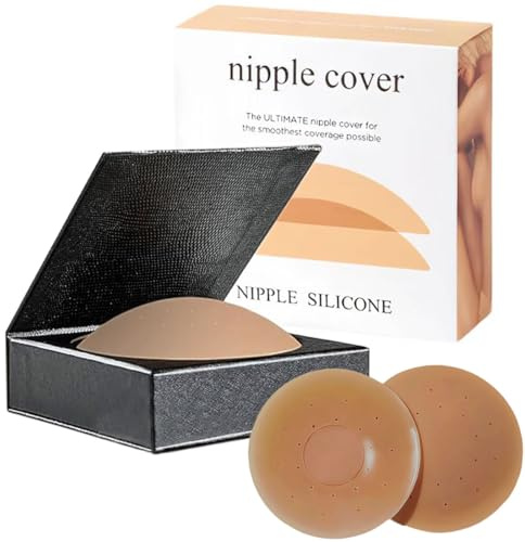 Geunisin Nipple covers for women Breathable Reusable Seamless Hypoallergenic Silicone Pasties Invisible Adhesive Breast Petals Stickers on Bra Skin Friendly Nipple Protection Fit A to D Brown