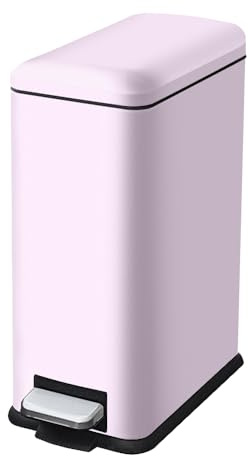 JM ·YIPENG 10L Mülleimer Mit Deckel, Pedal，Inneneimer, Softclose, Rosa | Mülleimer Bad 10 Liter, Edelstahl, Rechteckiger Mülleimer, Kosmetikeimer, Für Badezimmer, Schlafzimmer Und Büro
