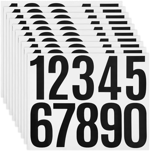 Giantree 10 Blatt Zahlen Aufkleber 8 cm, Schwarz Klebezahlen Wetterfest Aufkleber Hausnummer Zahlen Klebezahlen Sticker 0-9 Selbstklebendes Hausnummer Für Postkasten Schilder Hausnummern