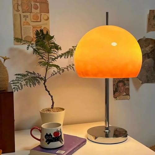 GUANSHAN Vintage Glaspilz-Tischlampe, Bauhaus-Farbverlauf, orangefarbenes Glas, Nachttischlampe, dekoratives Nachtlicht für Schlafzimmer, Wohnzimmer