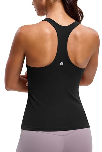 BAYDI Clouduxi tanktoppar racerback yoga topp fitness topp linne med integrerad bh, svart, S