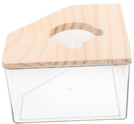 Supvox Sandbadewanne für Hamster Rennmäuse und Chinchillas Acryl und Holz Hygienisches Badezubehör für Kleine Haustiere Kompakte Badewanne für Käfig