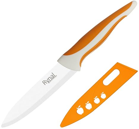 Rynal Ceramic Knife - 5 Chef's Utility Knife - Light, Precise, Sharp Ceramic Kitchen Knife with Cover & Soft Grip