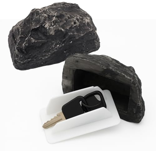 Hidden Holder Rock for Outside – Waterproof Spare Key Hider, Realistic Outdoor Key Hiding Spot, Fake Rock Safe for Garden, Yard, Driveway Security
