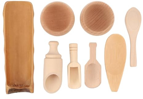 Ensemble d'ustensiles de cuisine en bois pour tout-petits, outils de jeu de simulation pour cuillère, versement et coordination œil-main, développement des compétences, jeu sensoriel de cuisine