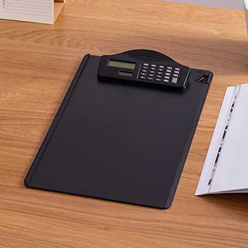 aqxreight Multifunktionales Klemmbrett mit Taschenrechner, Schreibblock, Stiftschlitz, Skala für Akten, Geeignet für Büro- und Geschäftsdateien, ohne Dass die Zwischenablage Kaputt Geht (BLACK)