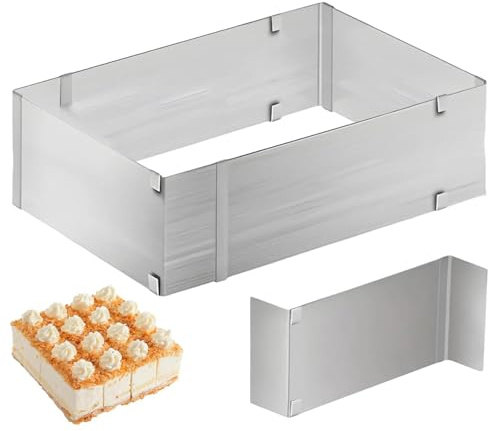 HUANR 8 cm Backrahmen Rechteckig Verstellbar, Rechteckiger Tortenring Eckig