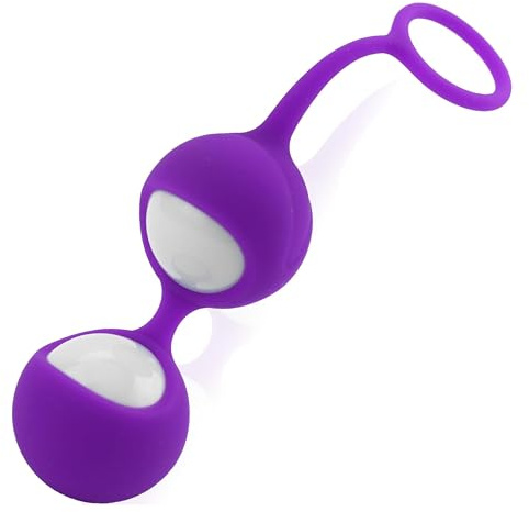 Fops Beckenbodentrainer für Frauen – Liebeskugeln aus medizinischem Silikon mit ergonomischem Zuggriff Kegel-Kugeln für Anfänger Ø3,5cm – Effektives Beckenbodentraining & Rückbildung – Lila M02-2