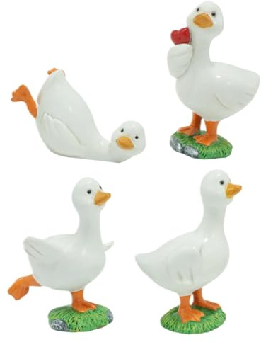 Generisch Lawn Decoration, Realistic Small Decorative Sculpture, 4-Piece Animal Figures Pot Decoration, Also Suitable for Indoor and Outdoor Use: Garden, Yard, Backyard, Patio, Path, Pond, Pool