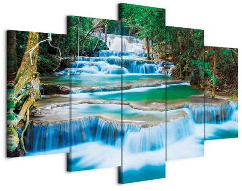B&D XXL - Leinwandbild Landschaft Natur Thailand, 225x112 cm, 5-teilig | Hochwertige Leinwand, sofort aufhängbar, ideal fürs Wohn- oder Schlafzimmer, wasserfest und lichtecht, langlebig, stilvoll